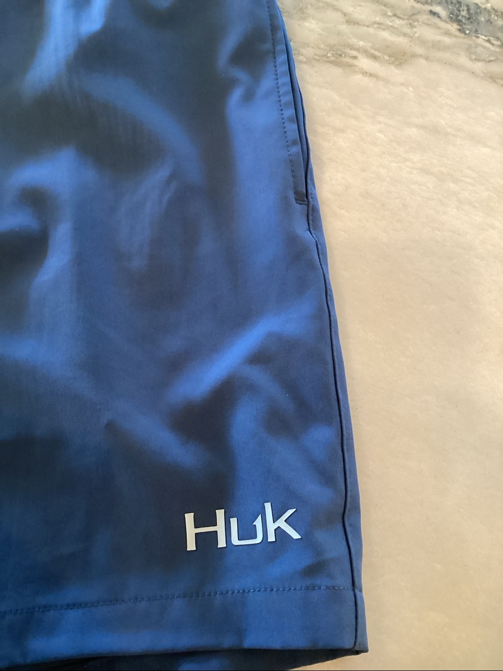 Huk Navy Shorts with Light Blue Drawstring - Picture 4 of 6